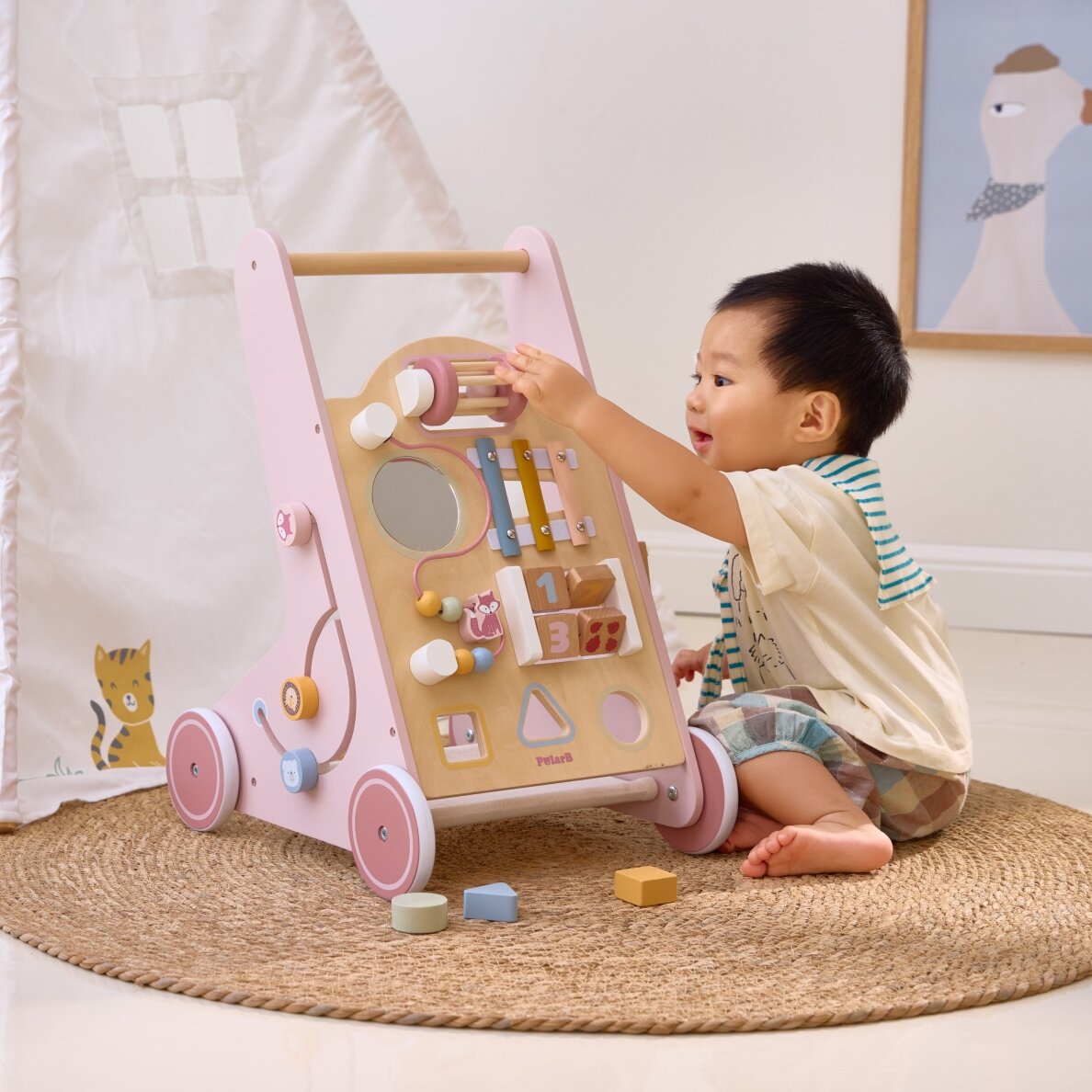 VIGA PolarB medinis stumdukas rožinis edukacinis 3
