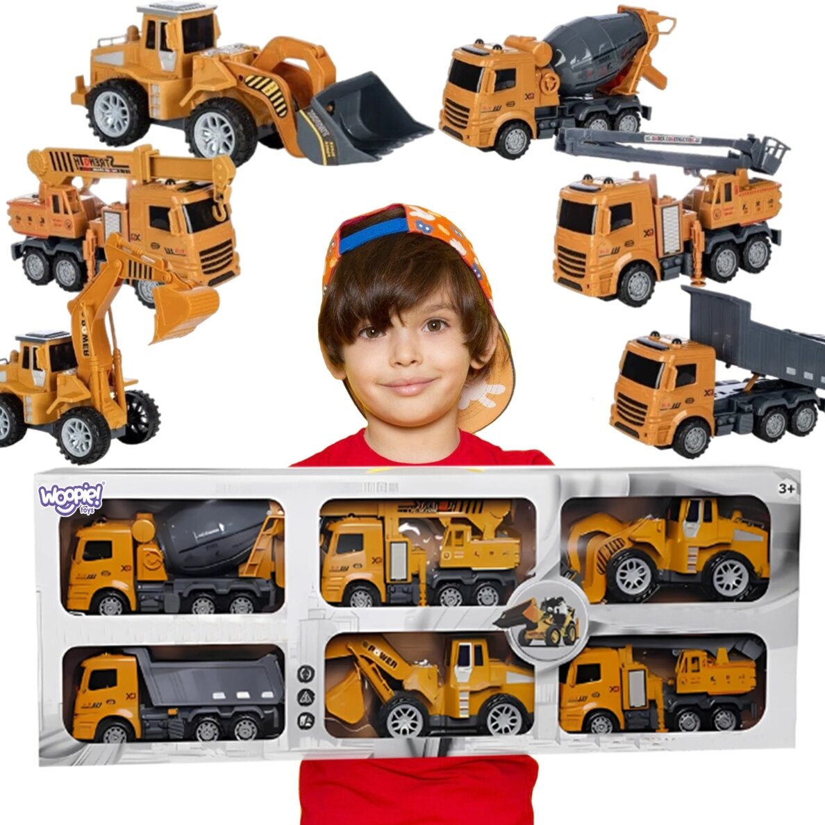 WOOPIE Didelis statybinių transporto priemonių rinkinys 6 viename WOOPIE Didelis statybinių transporto priemonių rinkinys 6 viename