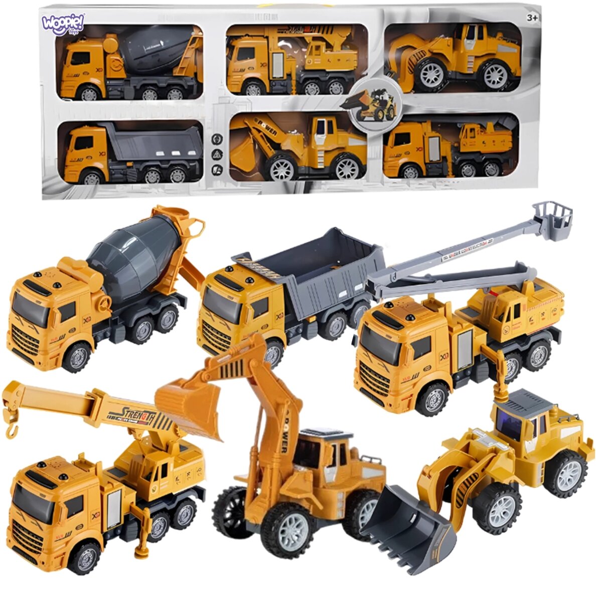 WOOPIE Didelis statybinių transporto priemonių rinkinys 6 viename 12 WOOPIE Didelis statybinių transporto priemonių rinkinys 6 viename 12
