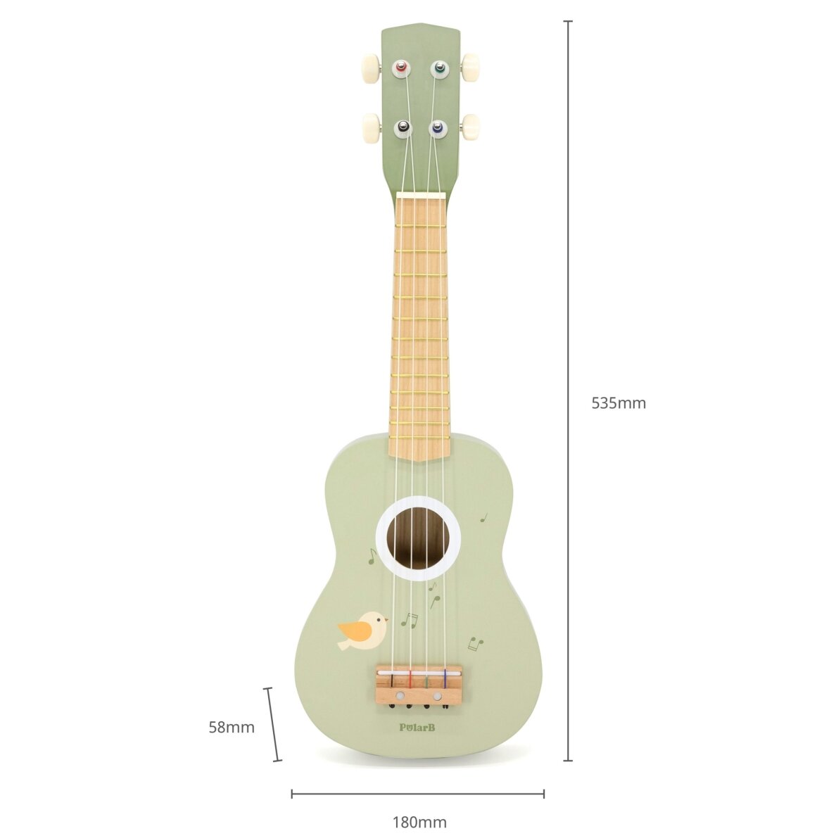 Viga medinė ukulelė vaikams, žalia su natomis 14 Viga medinė ukulelė vaikams, žalia su natomis 14