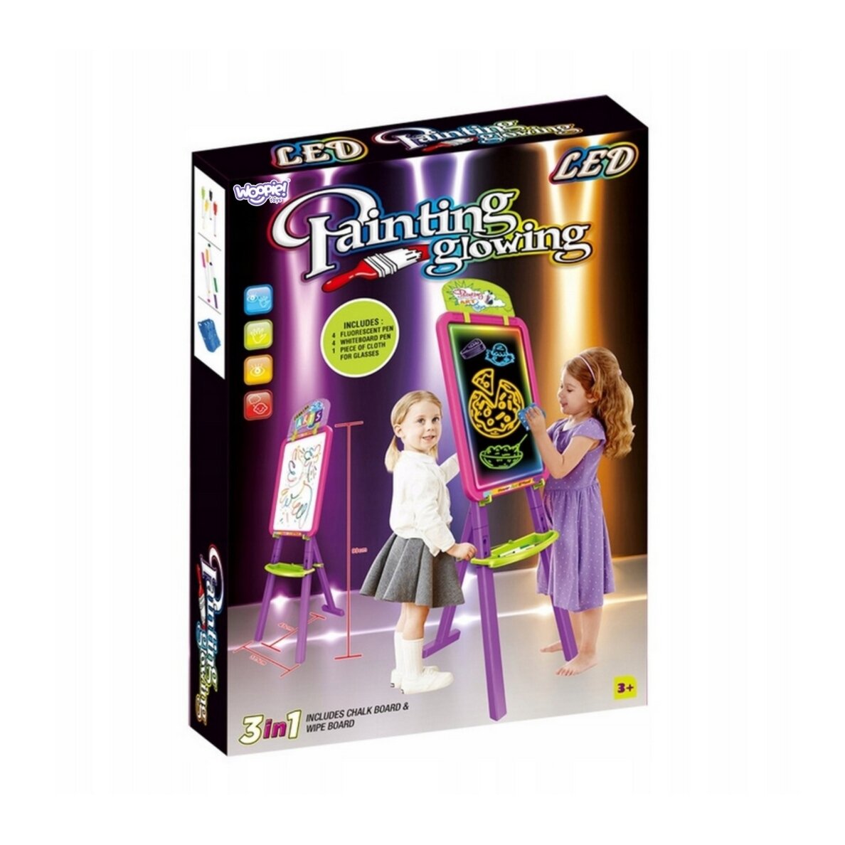 WOOPIE 3-in-1 magnetinė sauso valymo lenta su šviesos piešimu 8