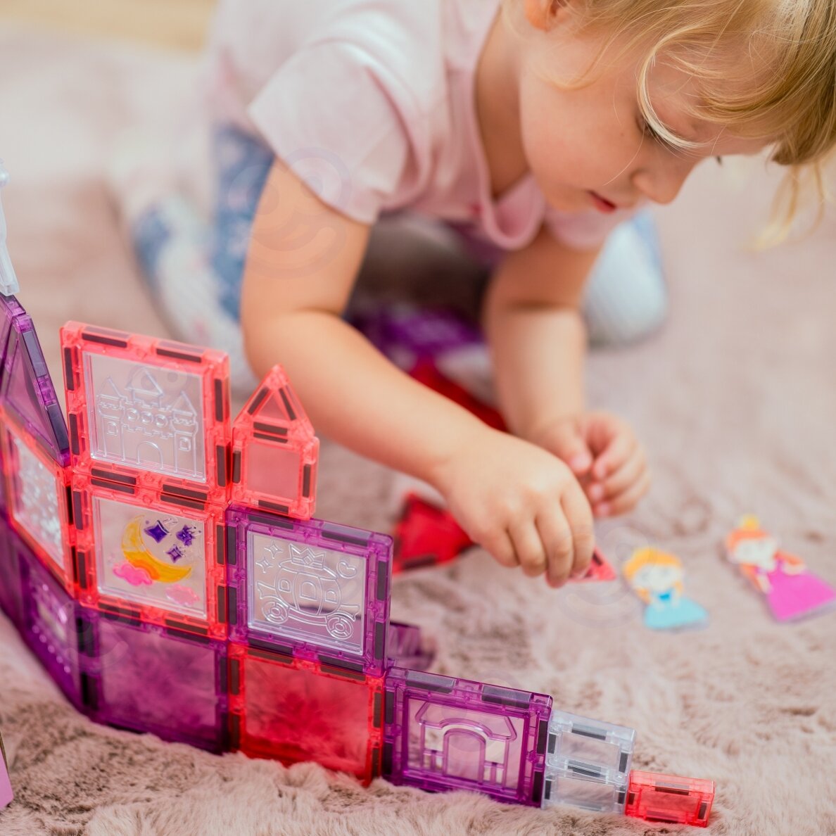 WOOPIE magnetinių kaladėlių princesės pilies rinkinys 50 vnt. 6