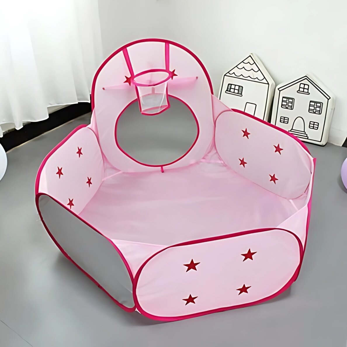 WOOPIE 3-in-1 Palapinė Princesės Rūmai XXL Namas Tunelis Sausas Baseinas 7