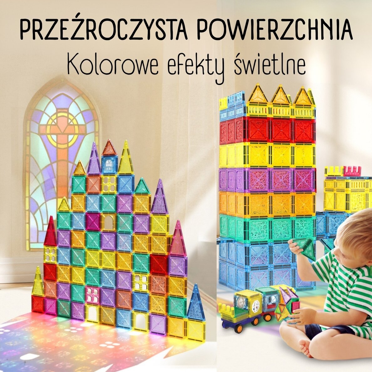 WOOPIE magnetinės konstrukcinės kaladėlės 3D edukacinis rinkinys Pilis, transporto priemonės 110 vnt. 5