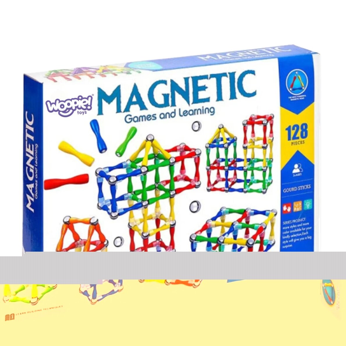 WOOPIE magnetinės konstrukcinės kaladėlės 3D 128 vnt. XXL 7