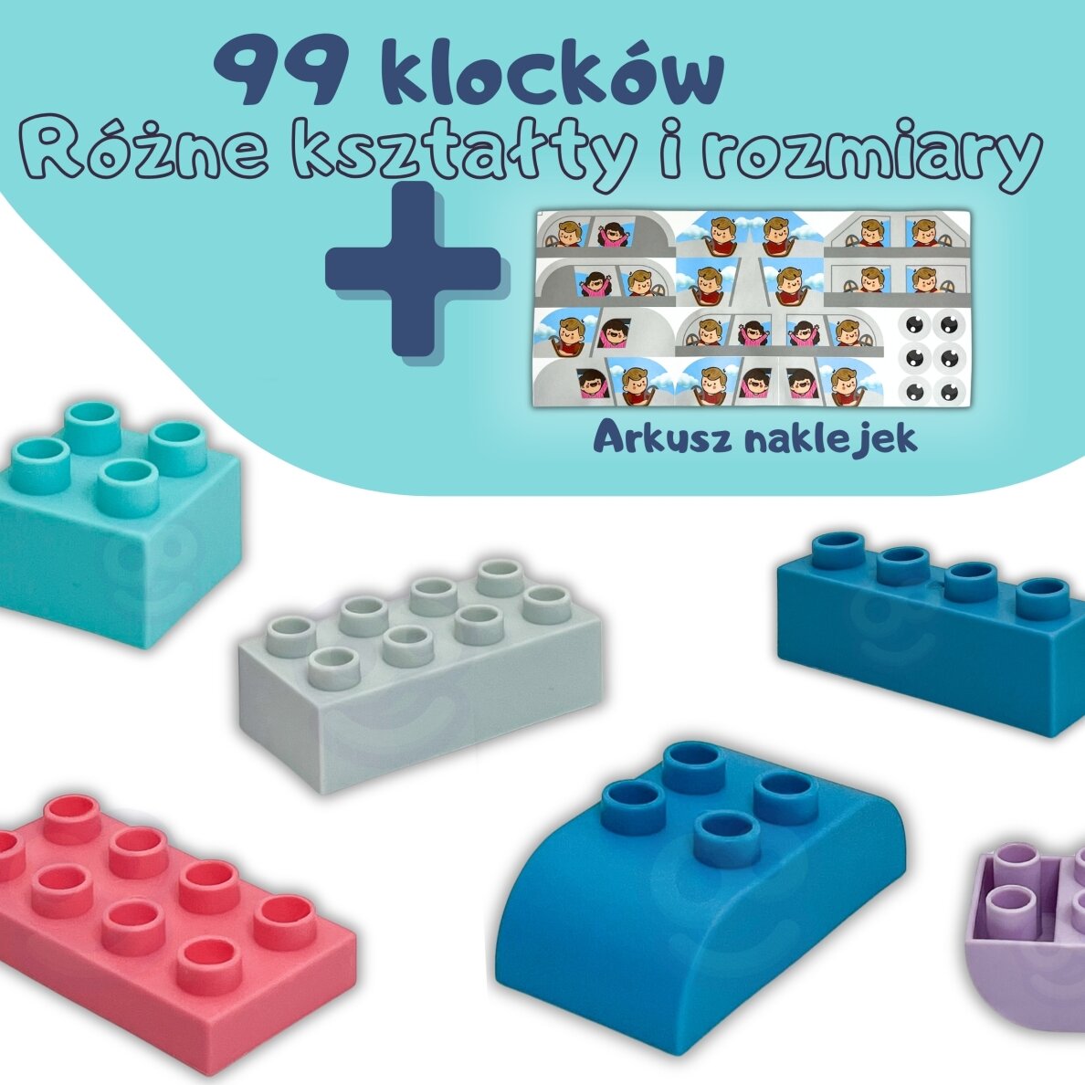 WOOPIE minkštų kaladėlių rinkinys 99 dalys dėžėje 7