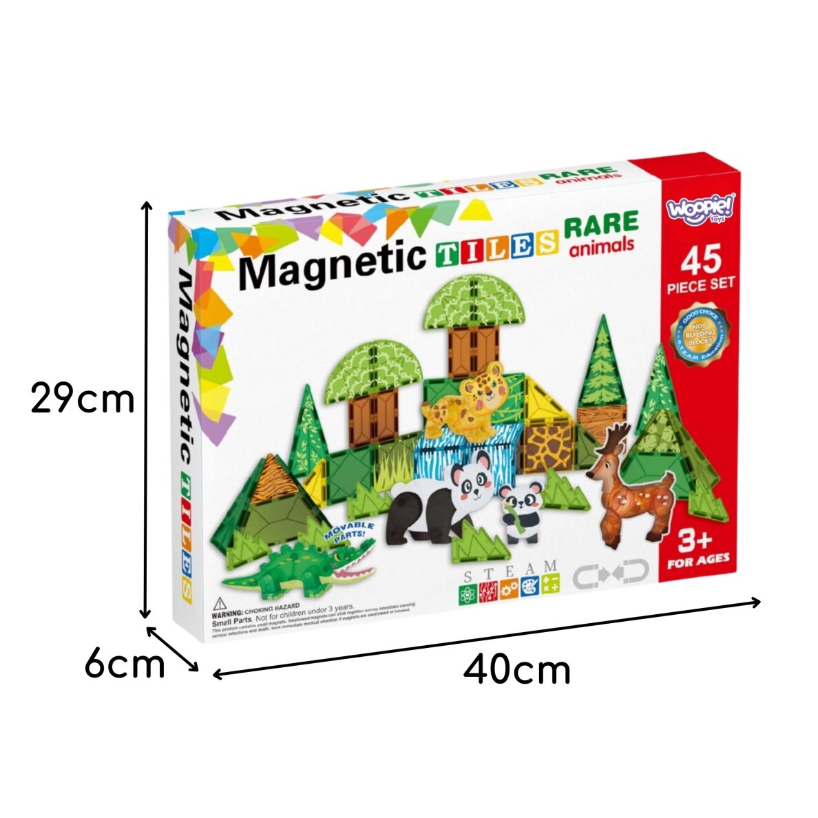 WOOPIE magnetinės konstrukcinės kaladėlės 3D edukacinis rinkinys Reti gyvūnai 45 vnt. 12 WOOPIE magnetinės konstrukcinės kaladėlės 3D edukacinis rinkinys Reti gyvūnai 45 vnt. 12