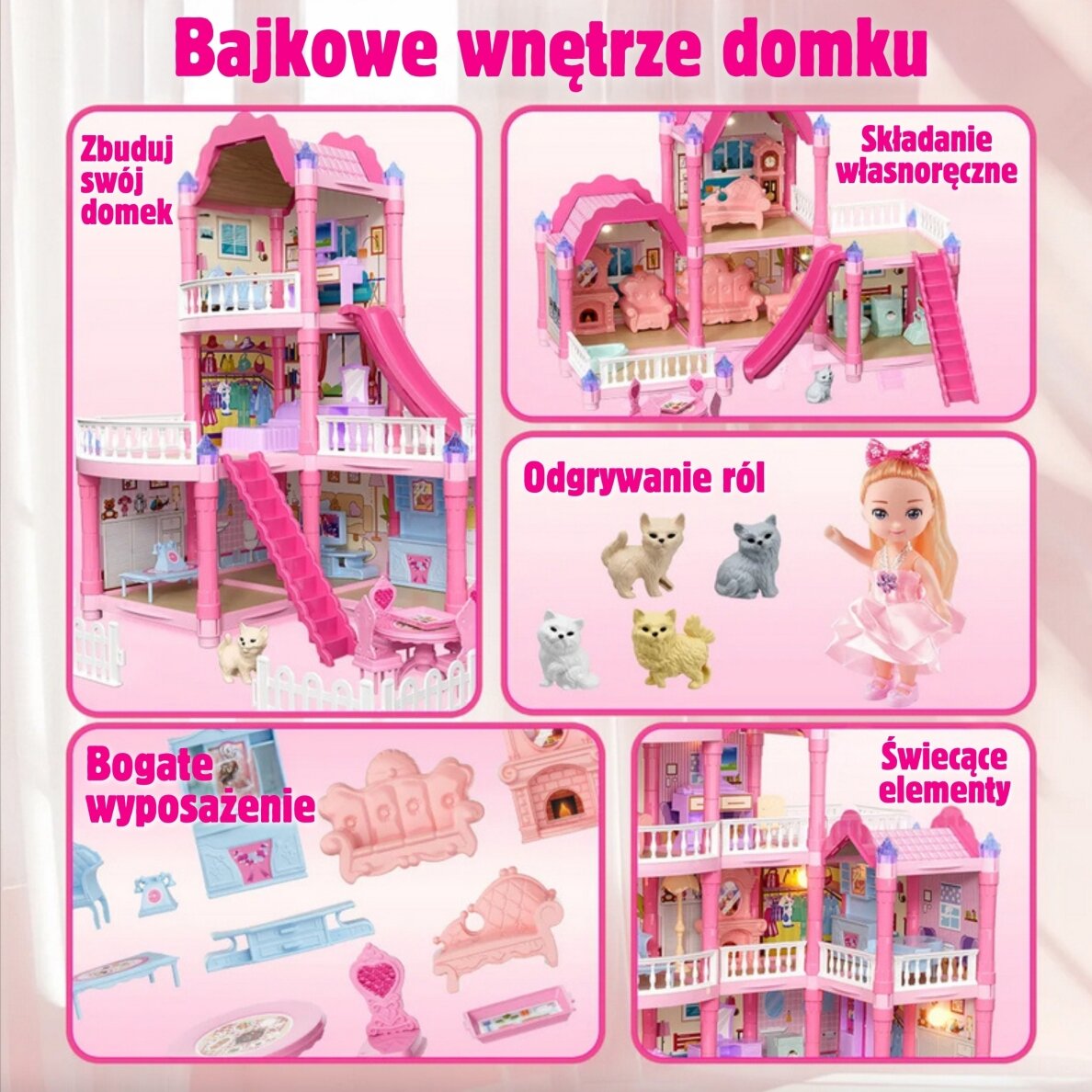 WOOPIE lėlių namelis vila su priedais ir apšviesta lėle 296 vnt. 5 WOOPIE lėlių namelis vila su priedais ir apšviesta lėle 296 vnt. 5
