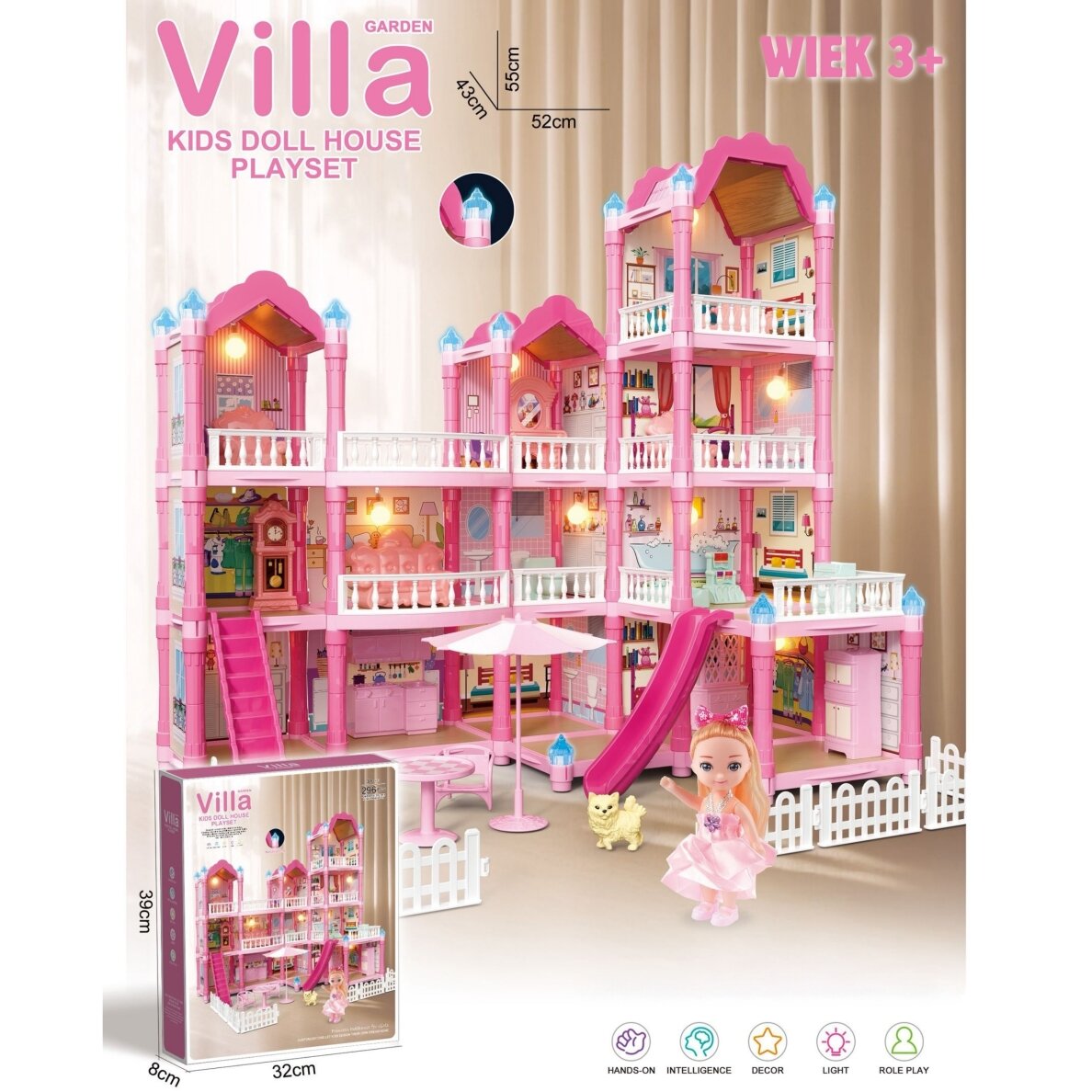 WOOPIE lėlių namelis vila su priedais ir apšviesta lėle 296 vnt. 7 WOOPIE lėlių namelis vila su priedais ir apšviesta lėle 296 vnt. 7