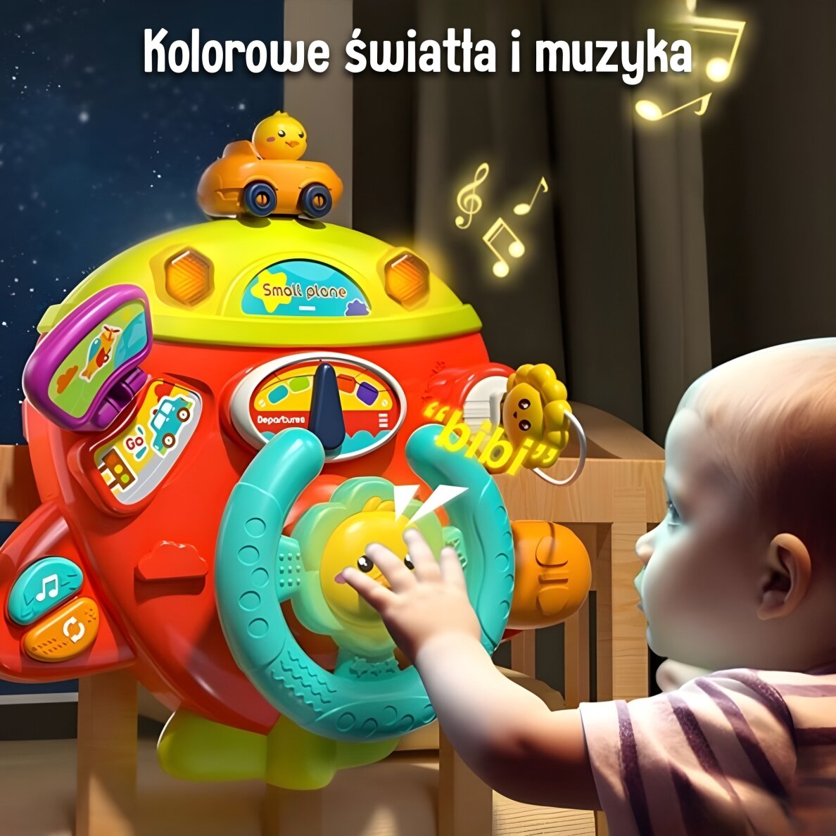 WOOPIE BABY interaktyvus lėktuvo formos vairas-lėktuvėlis lovytei ir vežimėliui su efektais 18m+ 5