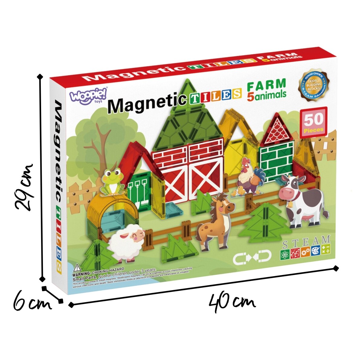 WOOPIE Magnetiniai statybiniai blokeliai 7.5 cm Ūkis 50 vnt. 6