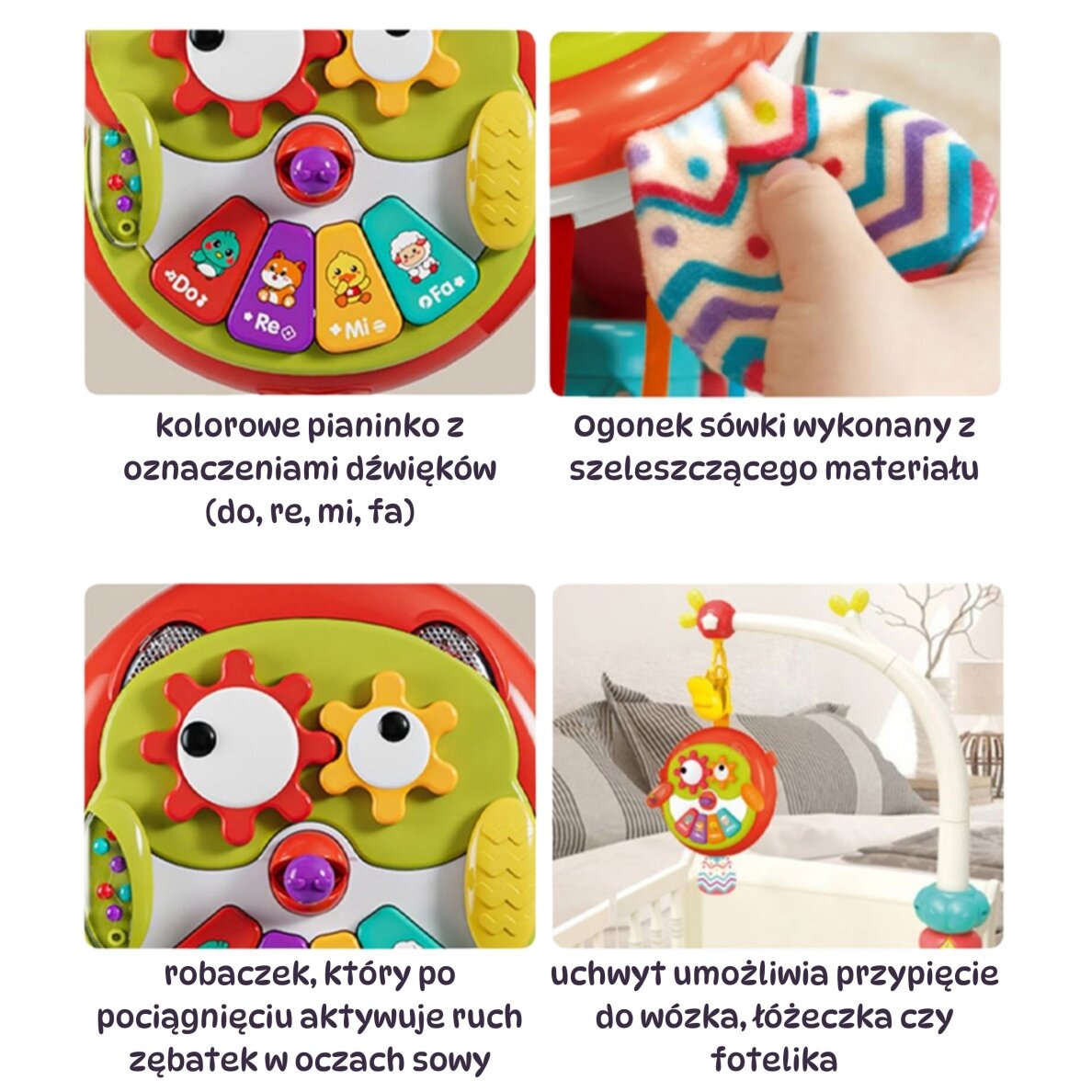 WOOPIE BABY interaktyvus pelėdos pianino žaislas su šiurenančia uodega 4 WOOPIE BABY interaktyvus pelėdos pianino žaislas su šiurenančia uodega 4