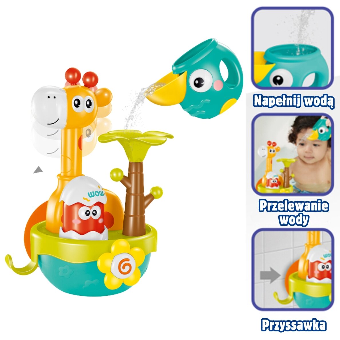 WOOPIE BABY Žirafos vonios žaislas su siurbtuku ir piltuvėliu 8 WOOPIE BABY Žirafos vonios žaislas su siurbtuku ir piltuvėliu 8