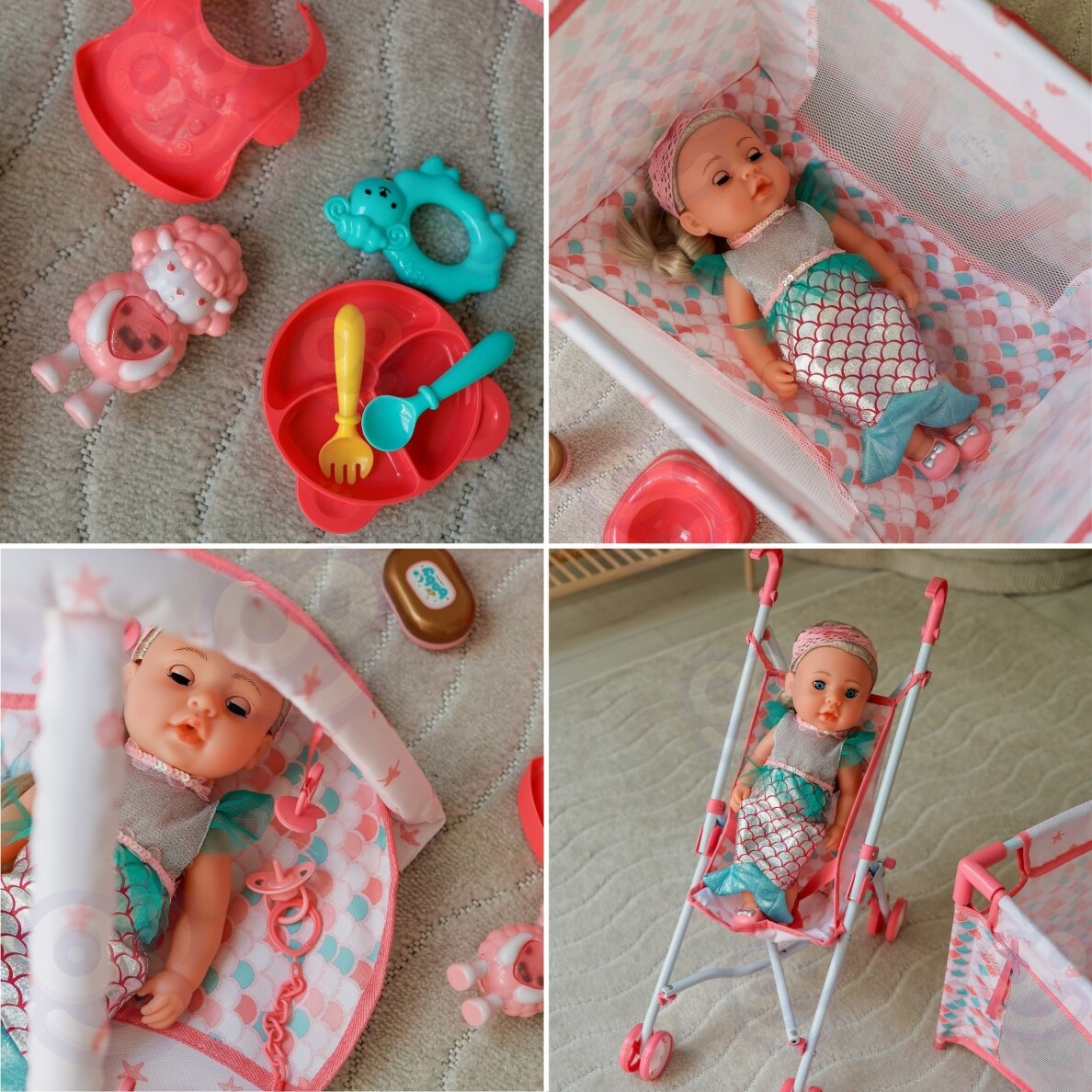 WOOPIE ROYAL kūdikio lėlė 36 cm Undinėlė Interaktyvus rinkinys XXL 18 in 1 4