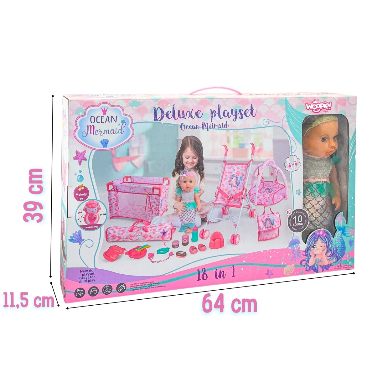 WOOPIE ROYAL kūdikio lėlė 36 cm Undinėlė Interaktyvus rinkinys XXL 18 in 1 7 WOOPIE ROYAL kūdikio lėlė 36 cm Undinėlė Interaktyvus rinkinys XXL 18 in 1 7