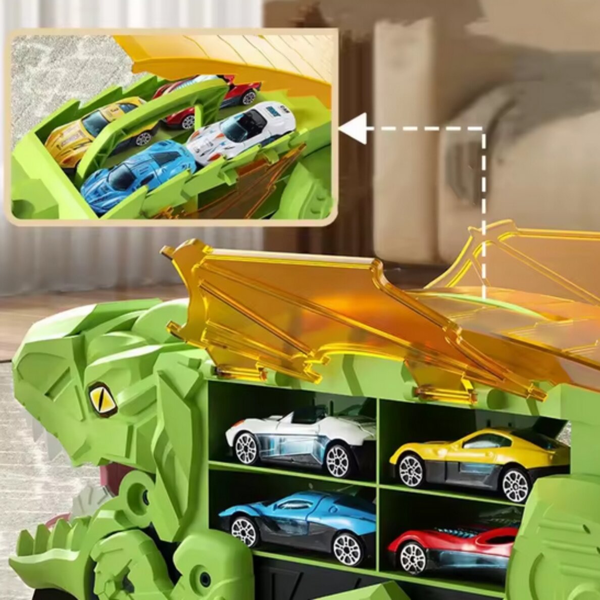 WOOPIE Dinozauras rijikas trasos transporto priemonių rinkinys 13 vnt. 7