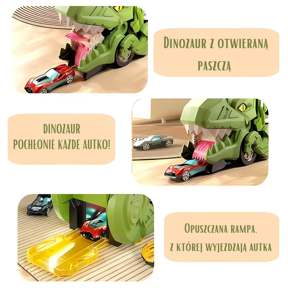 WOOPIE Dinozauras rijikas trasos transporto priemonių rinkinys 13 vnt. 13
