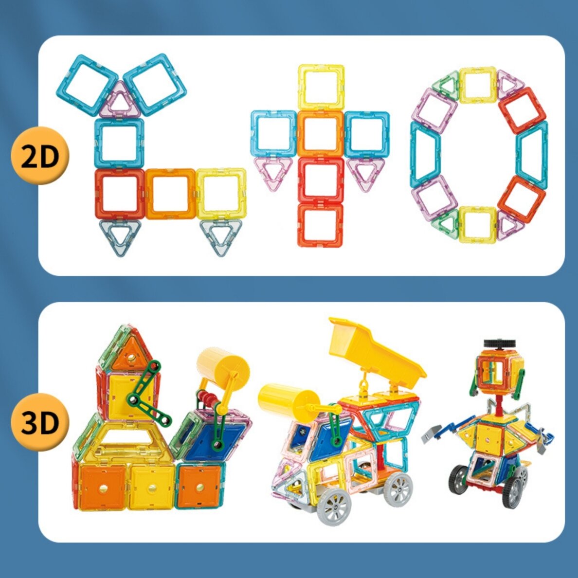 WOOPIE magnetinės kaladėlės spalvingos 3D transporto priemonės STEAM rinkinys 80 vnt. 3 WOOPIE magnetinės kaladėlės spalvingos 3D transporto priemonės STEAM rinkinys 80 vnt. 3