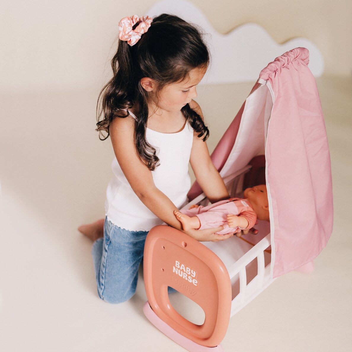 Smoby Baby Nurse lopšys su baldakimu 4