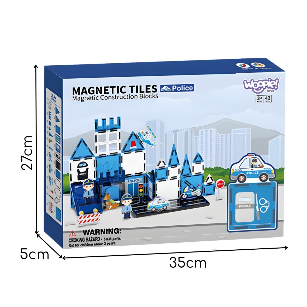 WOOPIE 3D magnetinių kaladėlių rinkinys Policijos nuovada 42 vnt. 6