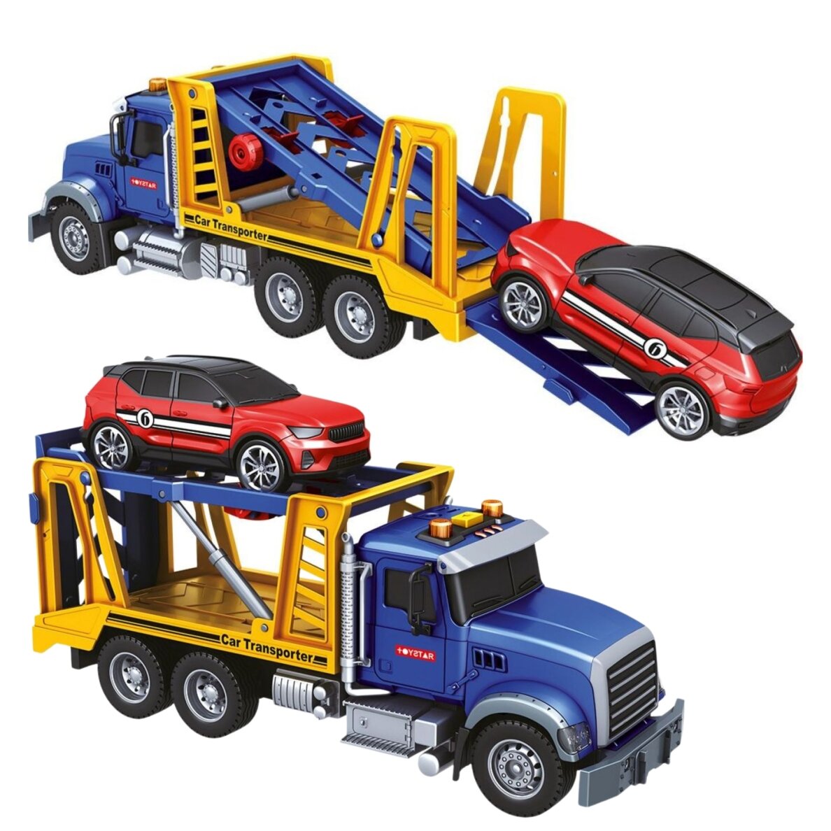 WOOPIE automobilių transporteris vilkikas su automobiliu, šviesomis ir garsu, mastelis 1:14 4 WOOPIE automobilių transporteris vilkikas su automobiliu, šviesomis ir garsu, mastelis 1:14 4