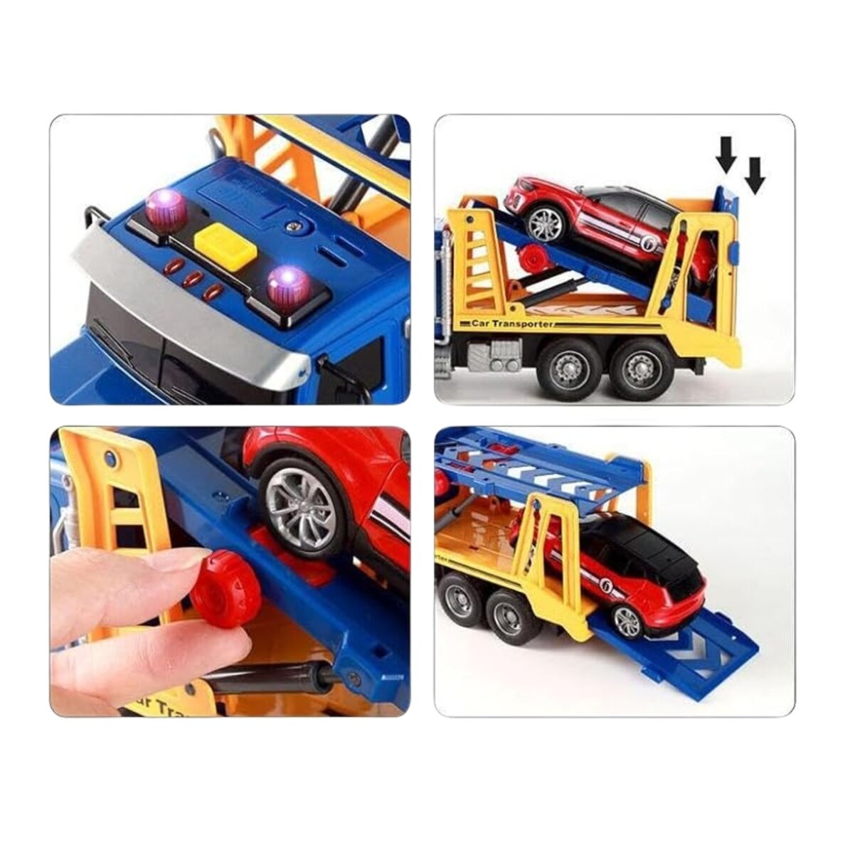 WOOPIE automobilių transporteris vilkikas su automobiliu, šviesomis ir garsu, mastelis 1:14 5 WOOPIE automobilių transporteris vilkikas su automobiliu, šviesomis ir garsu, mastelis 1:14 5