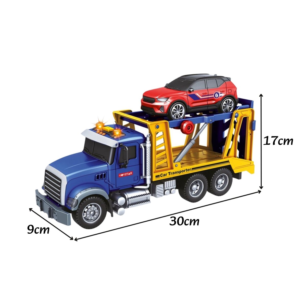 WOOPIE automobilių transporteris vilkikas su automobiliu, šviesomis ir garsu, mastelis 1:14 7 WOOPIE automobilių transporteris vilkikas su automobiliu, šviesomis ir garsu, mastelis 1:14 7
