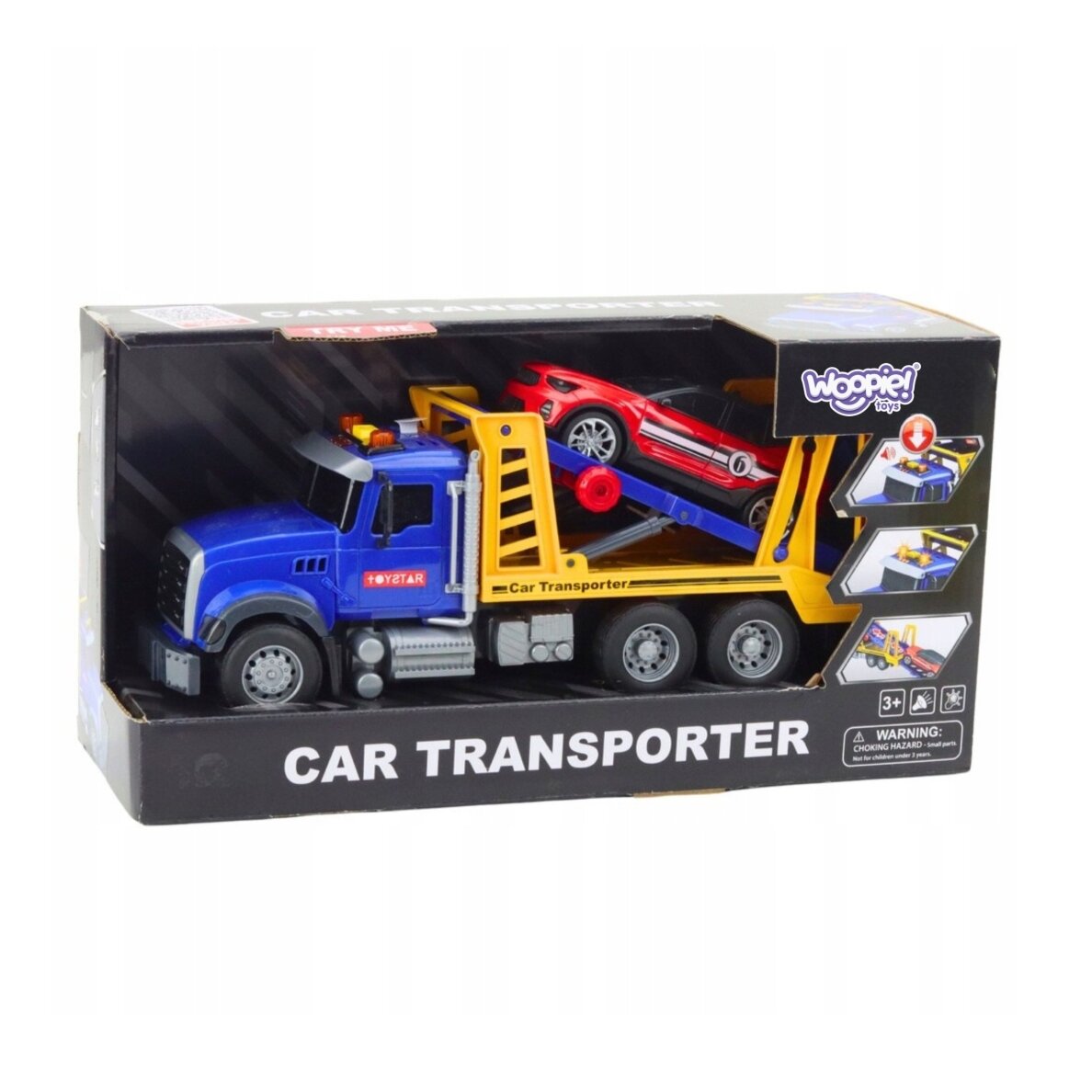 WOOPIE automobilių transporteris vilkikas su automobiliu, šviesomis ir garsu, mastelis 1:14 8 WOOPIE automobilių transporteris vilkikas su automobiliu, šviesomis ir garsu, mastelis 1:14 8