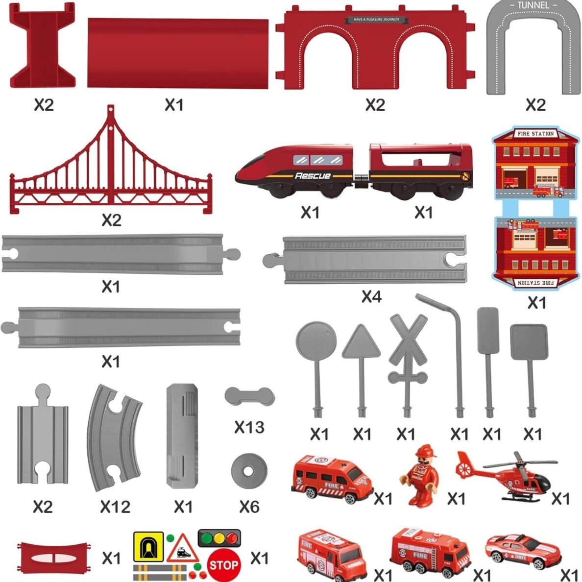 WOOPIE Pendolino elektrinis traukinio rinkinys „Fire Department“ 66 vnt. 11 WOOPIE Pendolino elektrinis traukinio rinkinys „Fire Department“ 66 vnt. 11