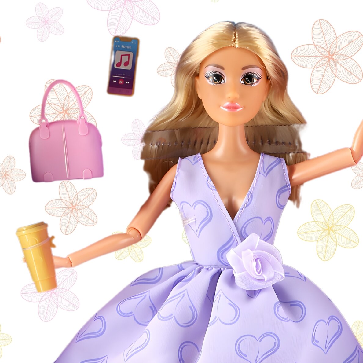 WOOPIE ROYAL lėlė Lily ilgais šviesiais plaukais 30cm levandų suknelė priedai 2 WOOPIE ROYAL lėlė Lily ilgais šviesiais plaukais 30cm levandų suknelė priedai 2