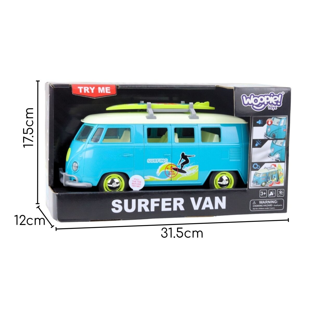 WOOPIE klasikinis „Surf Bus“ automobilis su šviesomis ir garsu, modelis 1:14 8