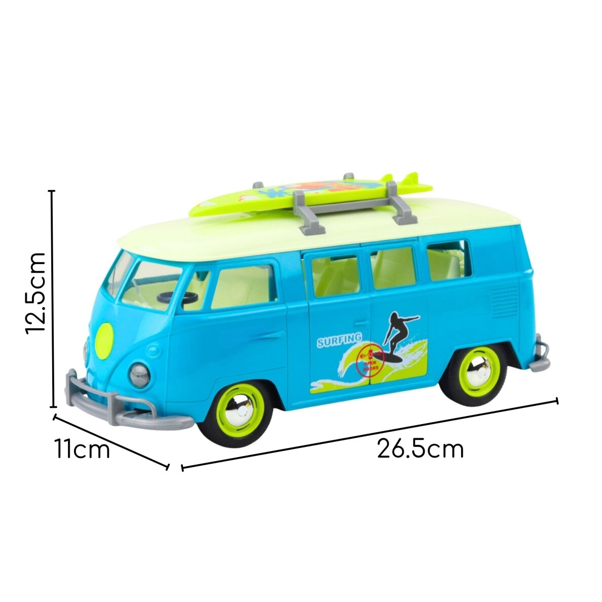 WOOPIE klasikinis „Surf Bus“ automobilis su šviesomis ir garsu, modelis 1:14 7 WOOPIE klasikinis „Surf Bus“ automobilis su šviesomis ir garsu, modelis 1:14 7