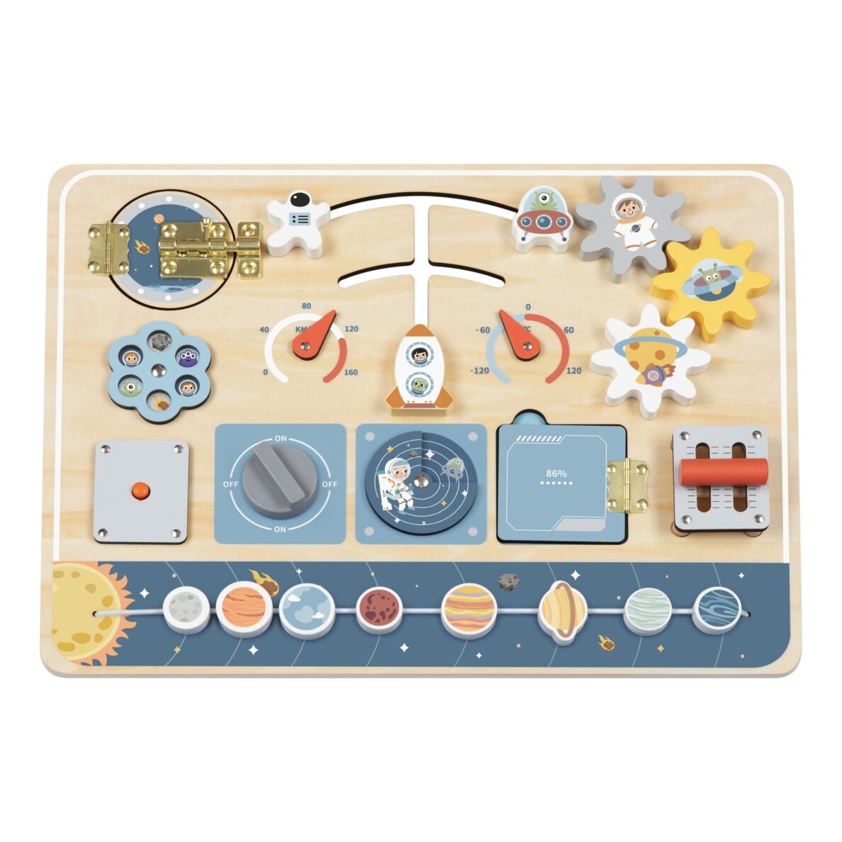 TOOKY TOY Medinė Montessori edukacinė lenta Astronautas Kosminis laivas 6