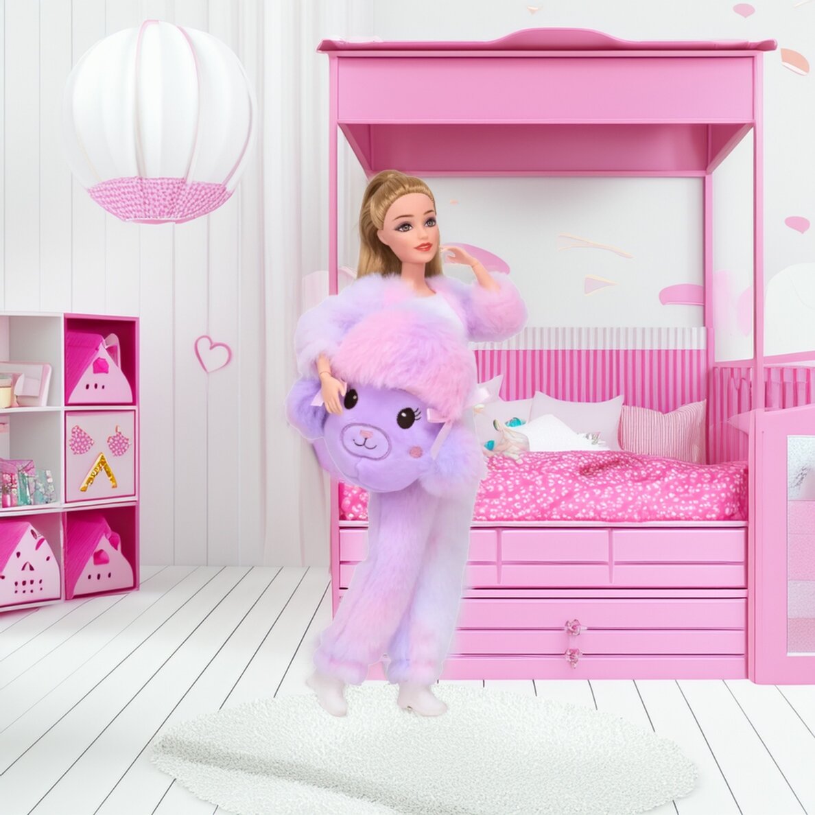 WOOPIE ROYAL Lėlė Emi violetiniame avytės kostiume 4