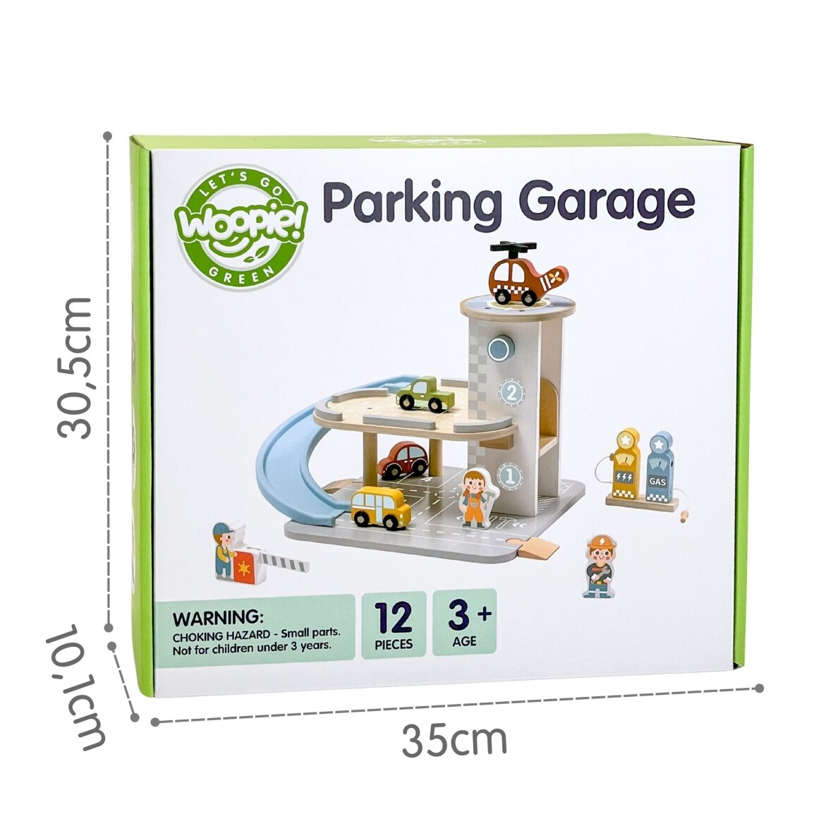 WOOPIE GREEN medinis automobilių garažas 2 in 1 degalinė su automobiliais ir figūrėlėmis 12 vnt. FSC 12 WOOPIE GREEN medinis automobilių garažas 2 in 1 degalinė su automobiliais ir figūrėlėmis 12 vnt. FSC 12