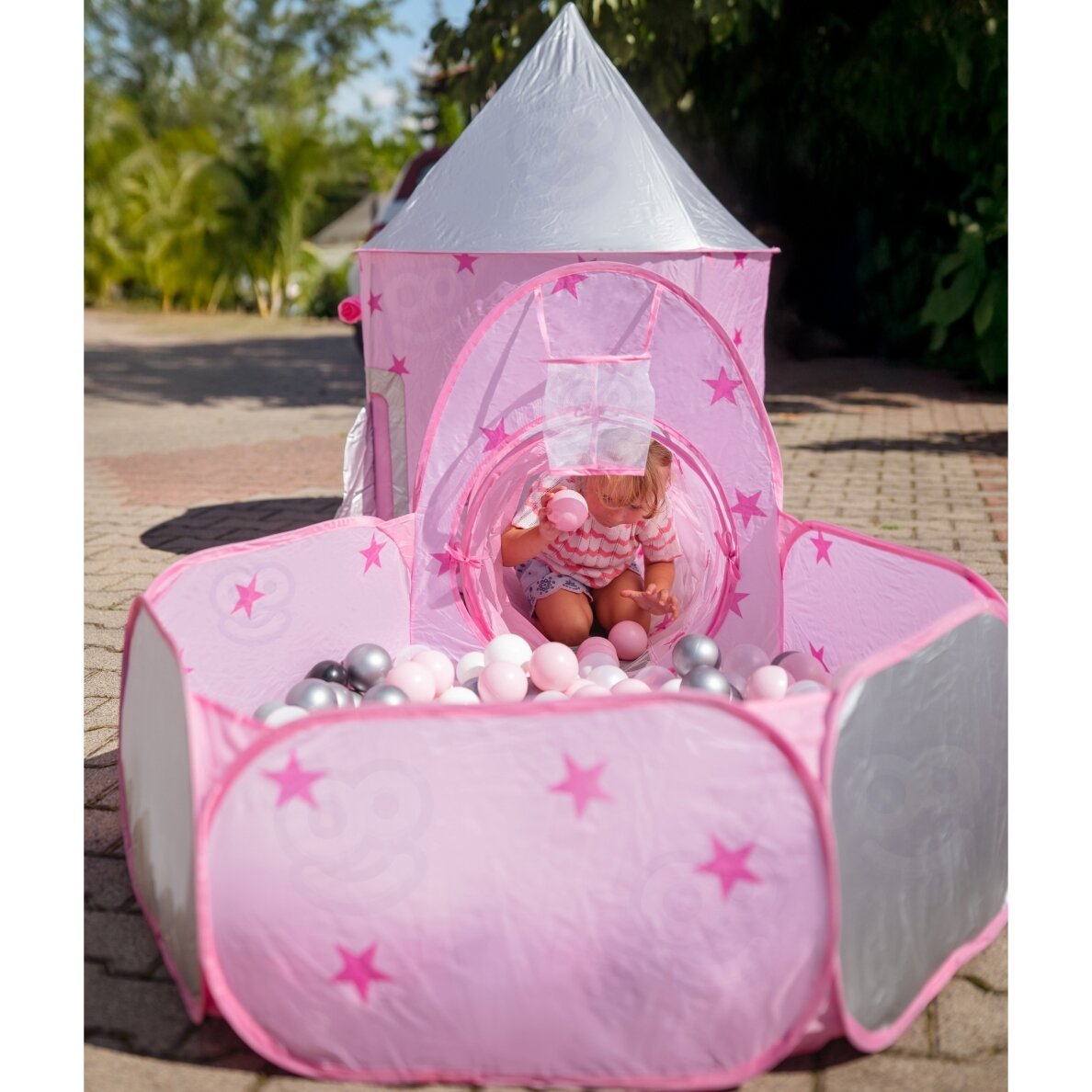 WOOPIE 3-in-1 Palapinė Princesės Rūmai XXL Namas Tunelis Sausas Baseinas 5 WOOPIE 3-in-1 Palapinė Princesės Rūmai XXL Namas Tunelis Sausas Baseinas 5