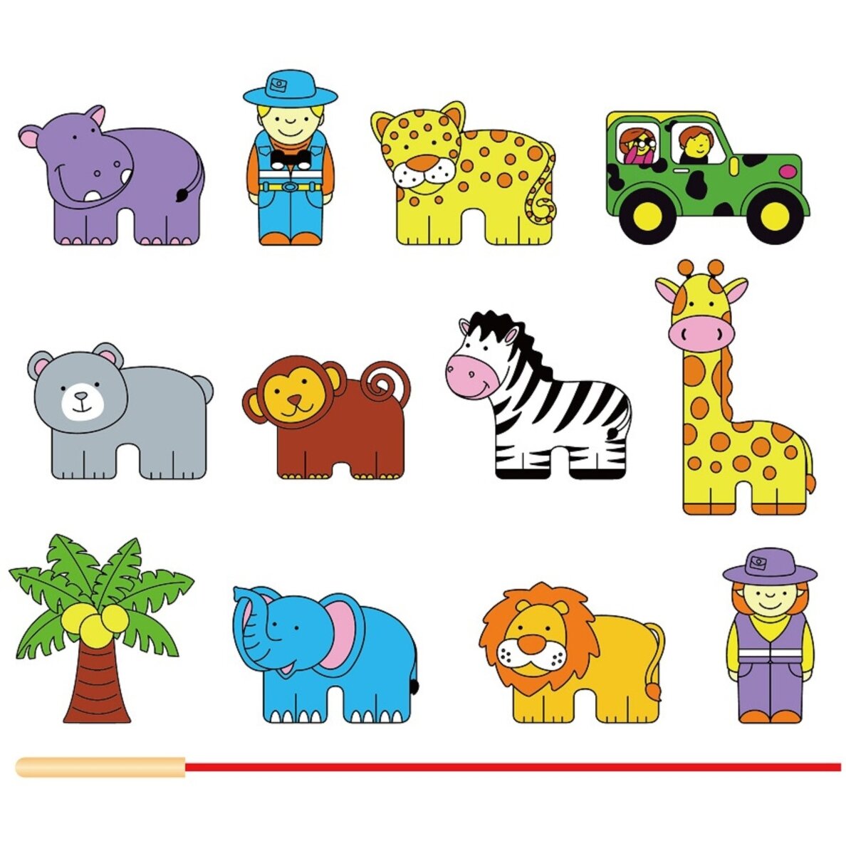 VIGA medinis vėrimo žaidimas – persipinantys kaladėliai Safari ZOO Montessori 5