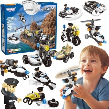 WOOPIE konstruktorius Policijos transporto priemonėms kurti 8 STEAM modeliai – Tapk miesto herojumi! WOOPIE konstruktorius Policijos transporto priemonėms kurti 8 STEAM modeliai – Tapk miesto herojumi!