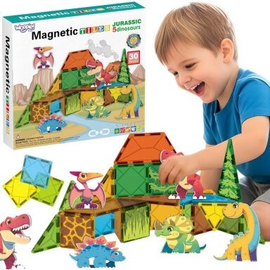 WOOPIE magnetinės konstrukcinės kaladėlės 7.5 cm Dino 30 vnt. WOOPIE magnetinės konstrukcinės kaladėlės 7.5 cm Dino 30 vnt.