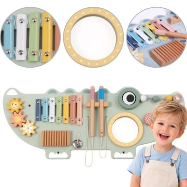 TOOKY TOY Medinė lavinamoji manipuliacinė lenta Krokodilas 3 vnt.