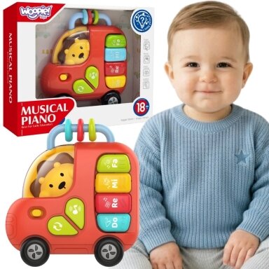 WOOPIE BABY interaktyvus pianinas autobusas su liūtu, muzikiniai vargonų garsai, šviesos 18m