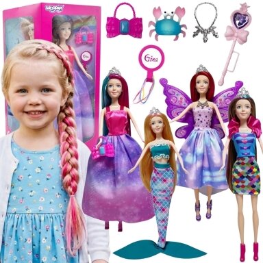 WOOPIE 4 stebuklingų princesių rinkinys – 4 viename lėlių dėžutė su priedais