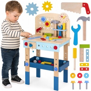 TOOKY TOY medinis „pasidaryk pats“ dirbtuvių stalas TOOKY TOY medinis „pasidaryk pats“ dirbtuvių stalas