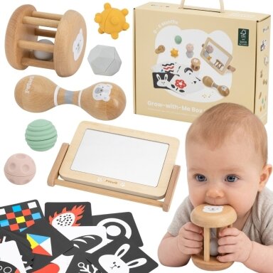 VIGA edukacinis žaislų dėžutės rinkinys nuo gimimo iki 6 mėn.