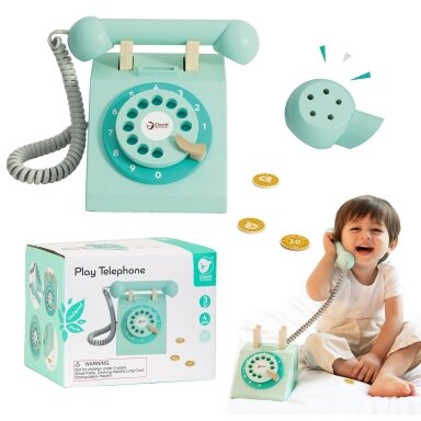 CLASSIC WORLD Klasikinis medinis vaikiškas telefonas 4 vnt.