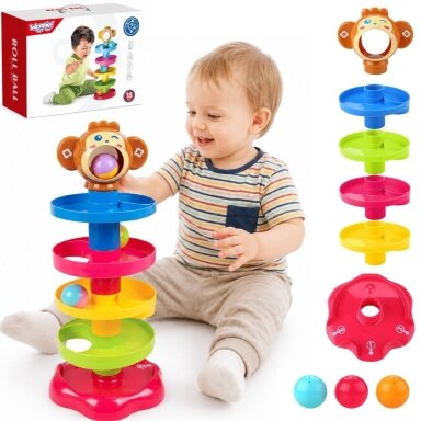 WOOPIE BABY kamuoliukų trasos spiralinis rinkinys + 3 kamuoliukai