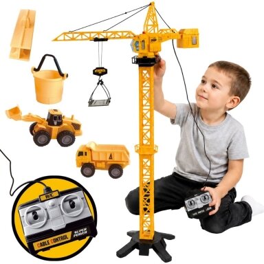 WOOPIE nuotoliniu būdu valdomas kranas 103cm R/C sunkvežimis ekskavatorius + 4 priedai