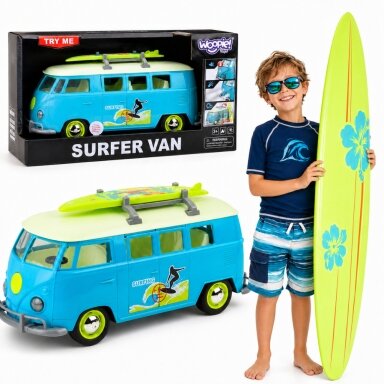 WOOPIE klasikinis „Surf Bus“ automobilis su šviesomis ir garsu, modelis 1:14