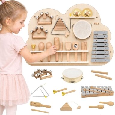 VIGA medinė muzikos lenta – 12 perkusinių instrumentų rinkinys