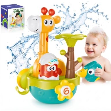WOOPIE BABY Žirafos vonios žaislas su siurbtuku ir piltuvėliu